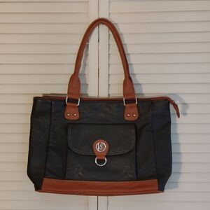 Kim Rogers Gold Interior Tote with Black Logo Tag